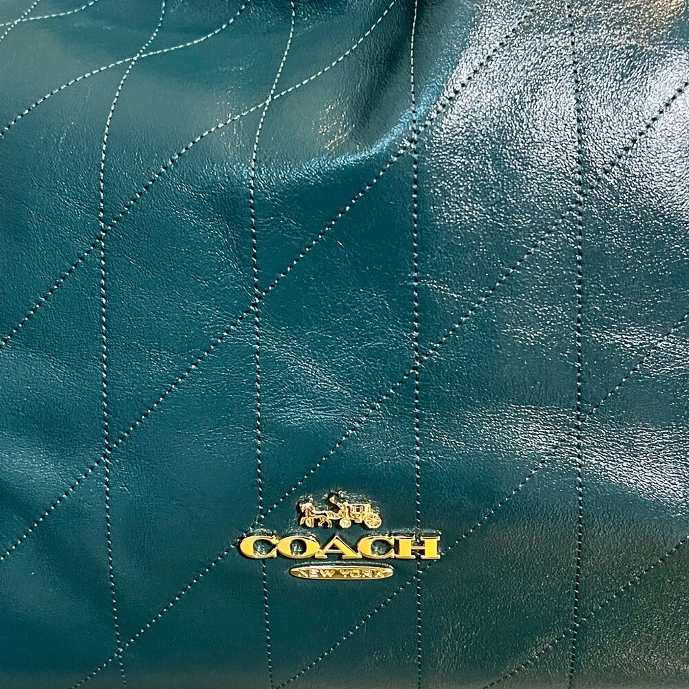 Stunning!!  NEW!!! Coach Evelyn Large Quilted Leather Shoulder Bag in Deep Teal! - Picture 9 of 16